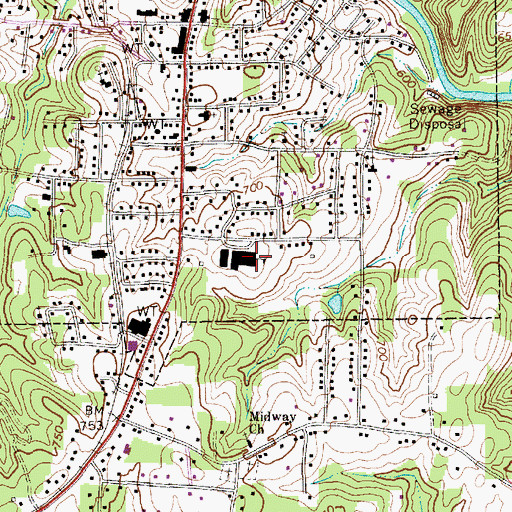Topographic Map of Randleman Elementary School, NC