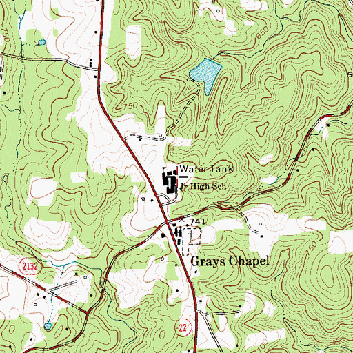 Topographic Map of Grays Chapel Elementary School, NC
