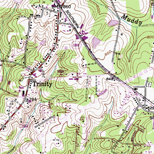 Topographic Map of Trinity Elementary School, NC