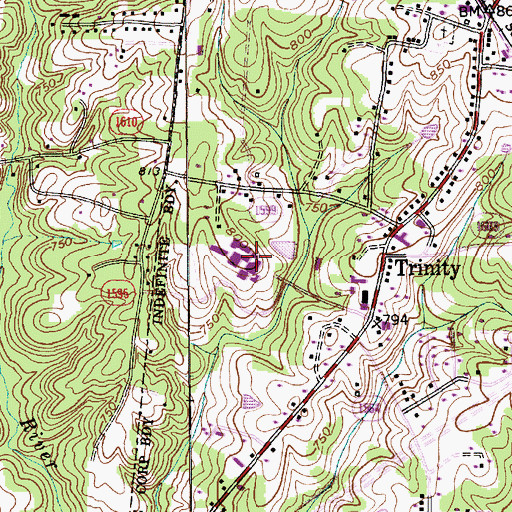 Topographic Map of Trinity High School, NC