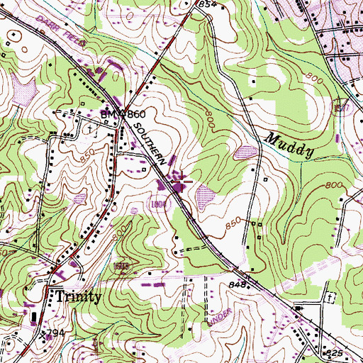 Topographic Map of Braxton Craven Elementary School, NC
