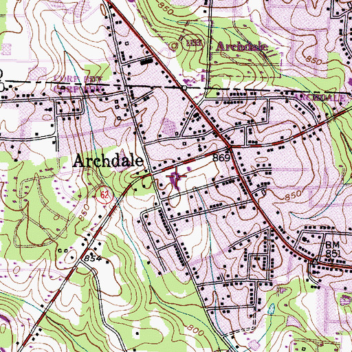 Topographic Map of Archdale Elementary School, NC