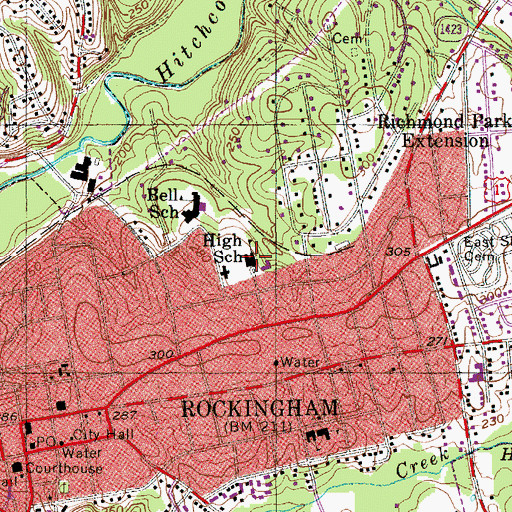 Topographic Map of Rockingham Junior High School, NC