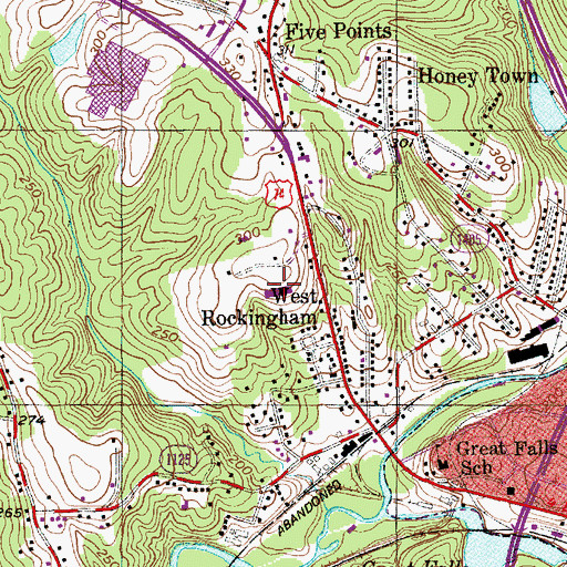 Topographic Map of West Rockingham Elementary School, NC
