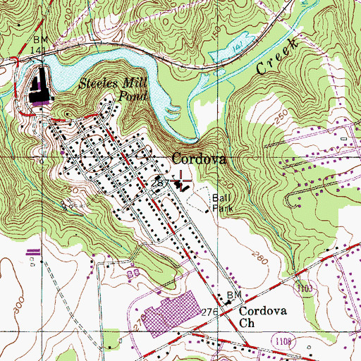Topographic Map of Cordova Elementary School, NC