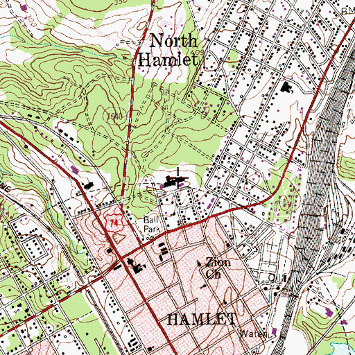 Topographic Map of Monroe Avenue Elementary School, NC