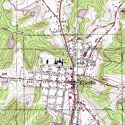 Topographic Map of Ellerbe Middle School, NC