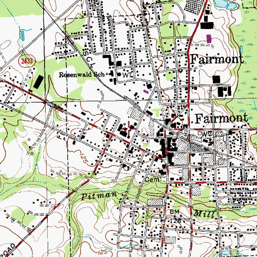 Topographic Map of Fairmont Middle School, NC