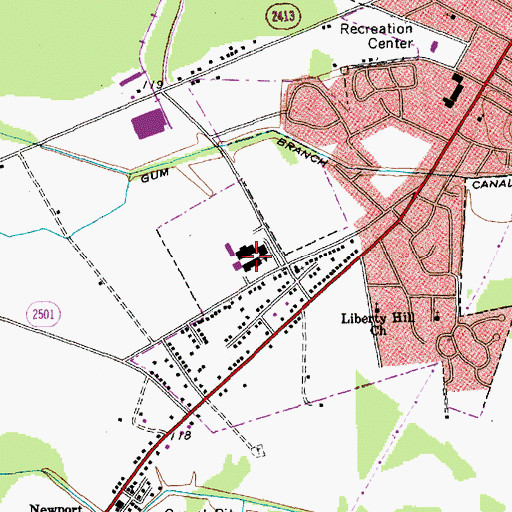 Topographic Map of Lumberton Junior High School, NC