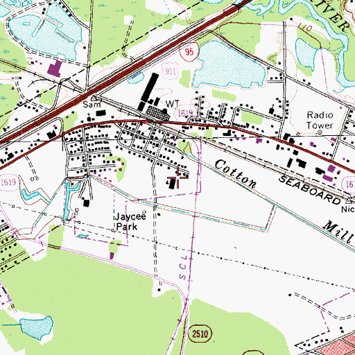 Topographic Map of West Lumberton Elementary School, NC