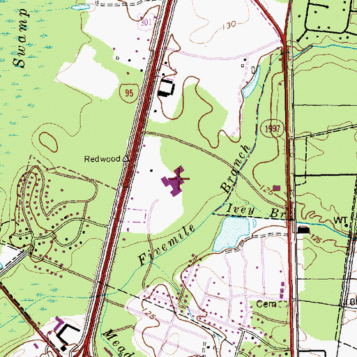Topographic Map of Lumberton Middle School, NC