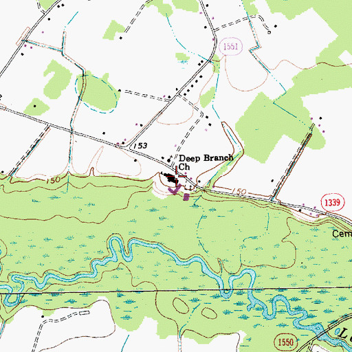 Topographic Map of Deep Branch Elementary School, NC