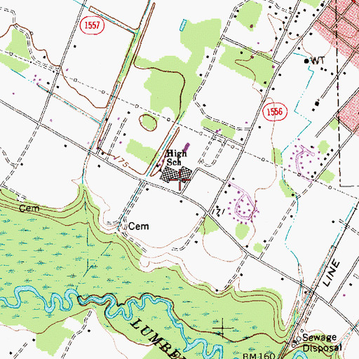 Topographic Map of Pembroke Junior High School, NC