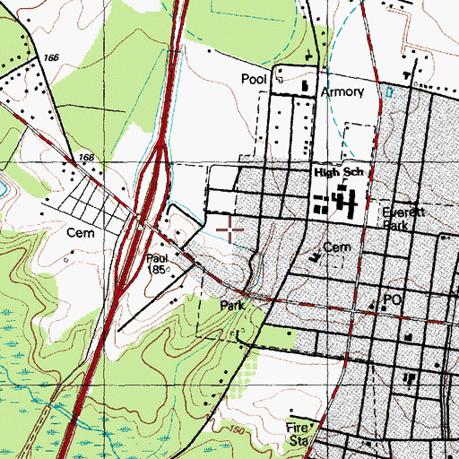 Topographic Map of Saint Pauls Middle School, NC