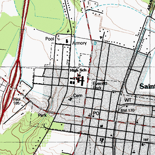 Topographic Map of Saint Pauls High School, NC