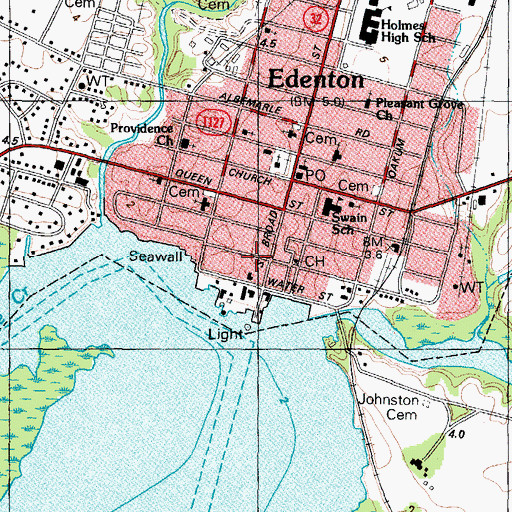 Topographic Map of Hewes House, NC