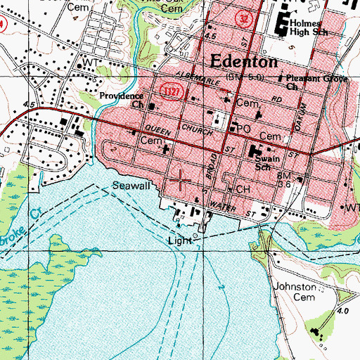 Topographic Map of Pembroke Hall, NC