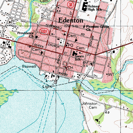 Topographic Map of Chowan County Office Building, NC