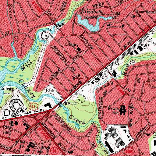 Topographic Map of Grace Baptist School, NC