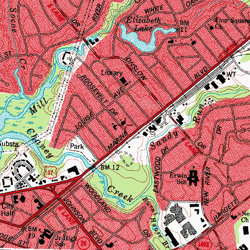 Topographic Map of Grace Baptist Church, NC