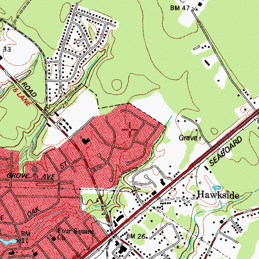 Topographic Map of Sherwood Forest Park, NC