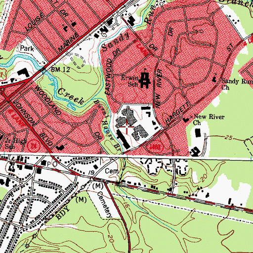 Topographic Map of New River Shopping Center, NC
