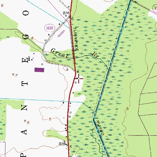 Topographic Map of Lower Pungo School, NC
