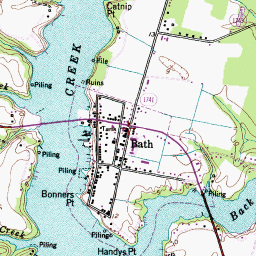 Topographic Map of Bath School, NC