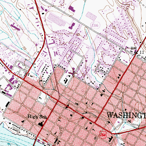 Topographic Map of P S Jones Junior High School, NC