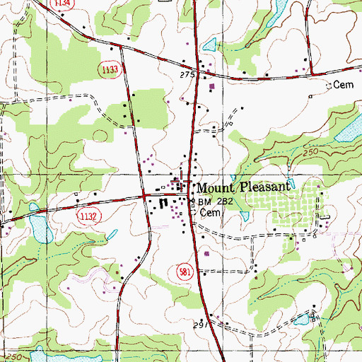 Topographic Map of Mount Pleasant Methodist Church, NC