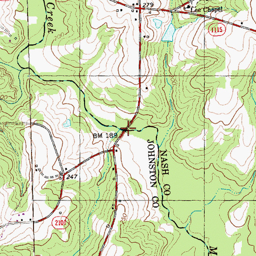 Topographic Map of Creech Bridge, NC