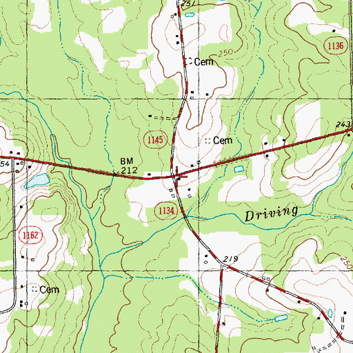 Topographic Map of Whitleys Crossroads, NC