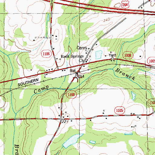 Topographic Map of Underwoods Mill, NC