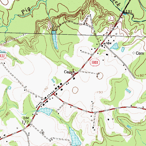 Topographic Map of Cockrells Chapel, NC