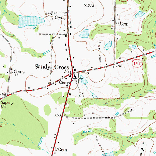 Topographic Map of Sandy Cross Methodist Church, NC
