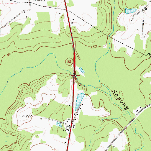Topographic Map of Evans Bridge, NC