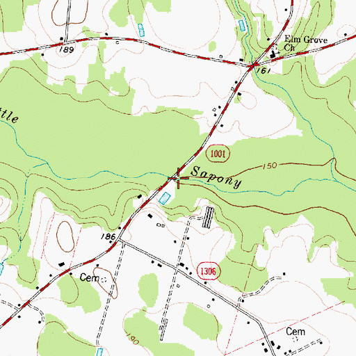 Topographic Map of Wards Bridge, NC