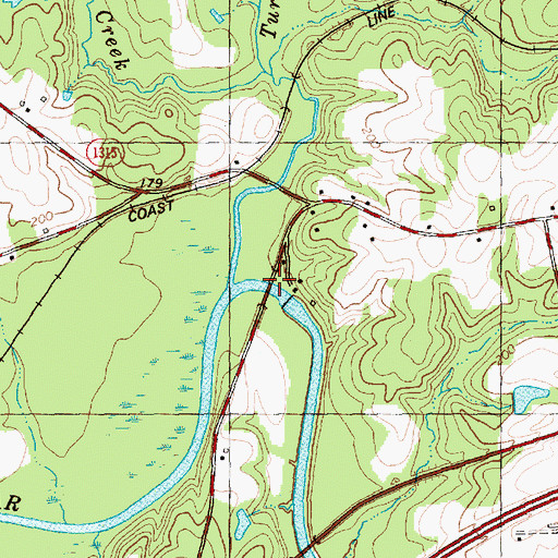 Topographic Map of Webbs Bridge, NC