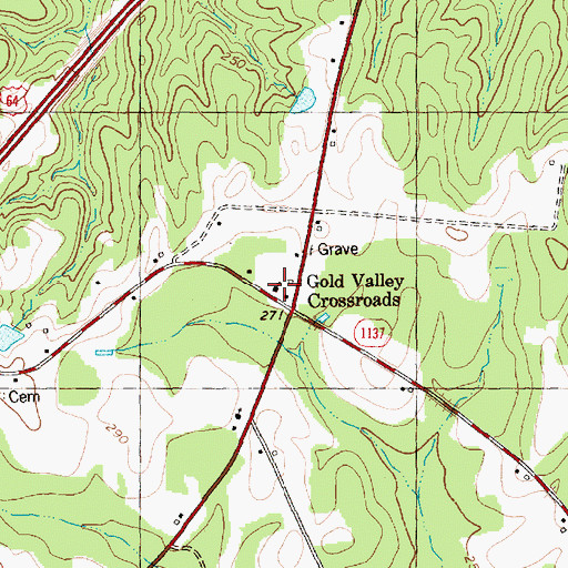 Topographic Map of Gold Valley Church, NC