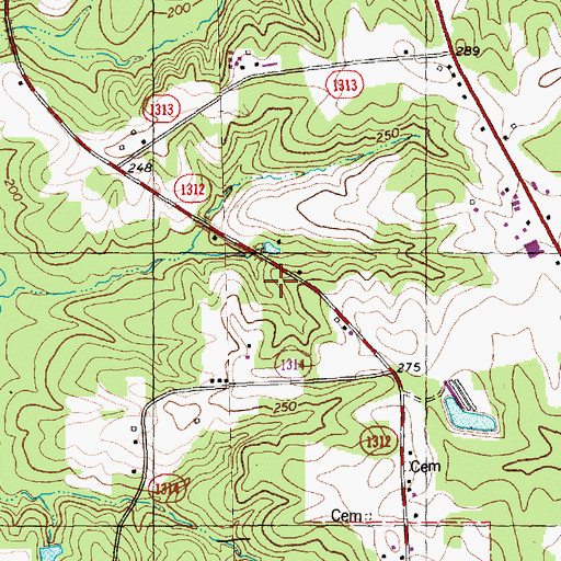 Topographic Map of New Peachtree Church, NC