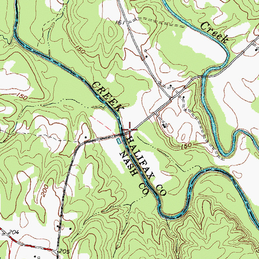Topographic Map of Battles Bridge, NC