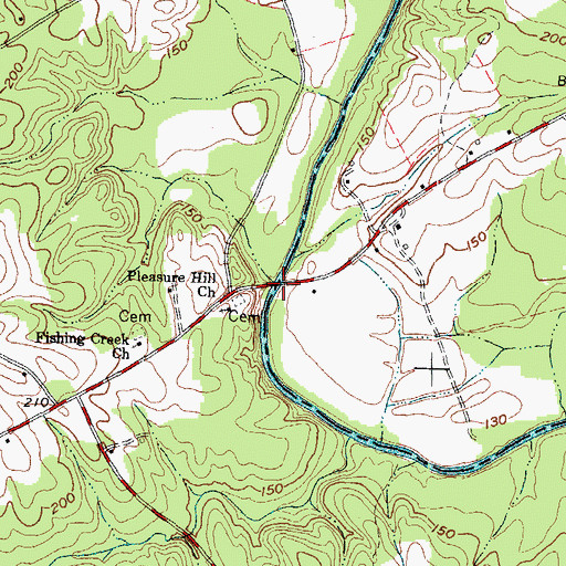 Topographic Map of Davis Bridge, NC