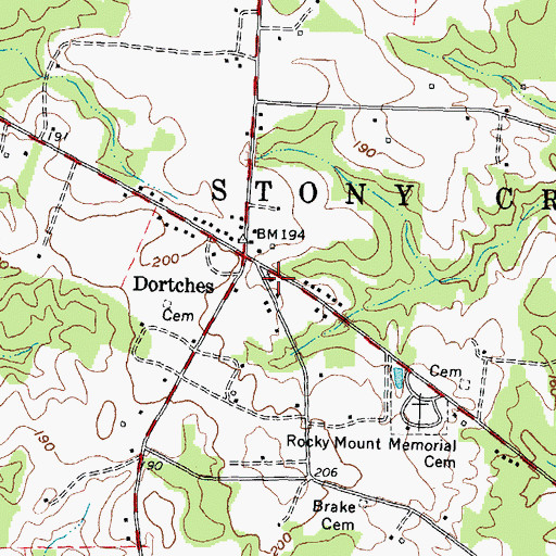 Topographic Map of Stony Creek Church, NC