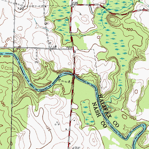 Topographic Map of Bellamys Bridge, NC