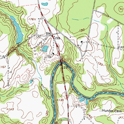 Topographic Map of Culpeppers Bridge, NC