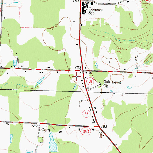 Topographic Map of Deans Store, NC