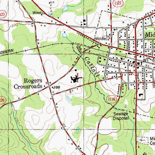 Topographic Map of Middlesex Elementary School, NC