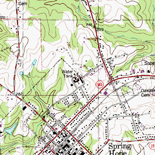 Topographic Map of Spring Hope Elementary School, NC