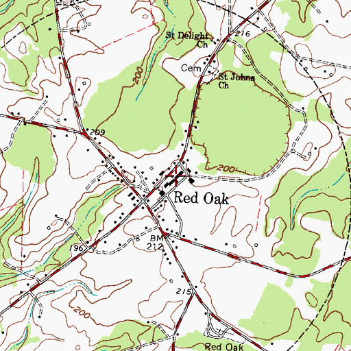 Topographic Map of Red Oak Elementary School, NC