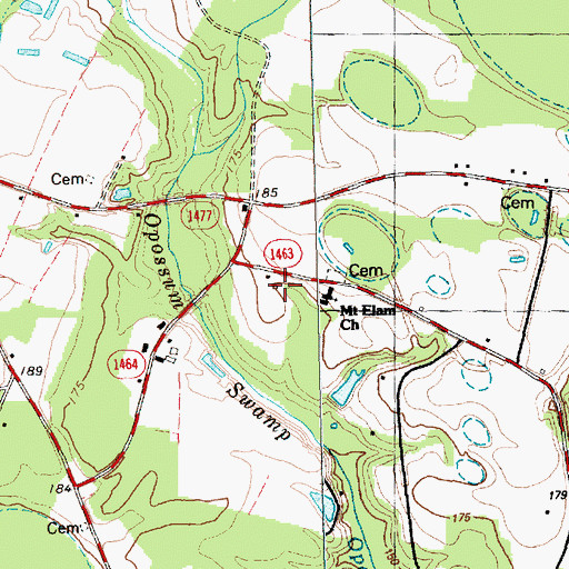 Topographic Map of Mount Elam Church, NC
